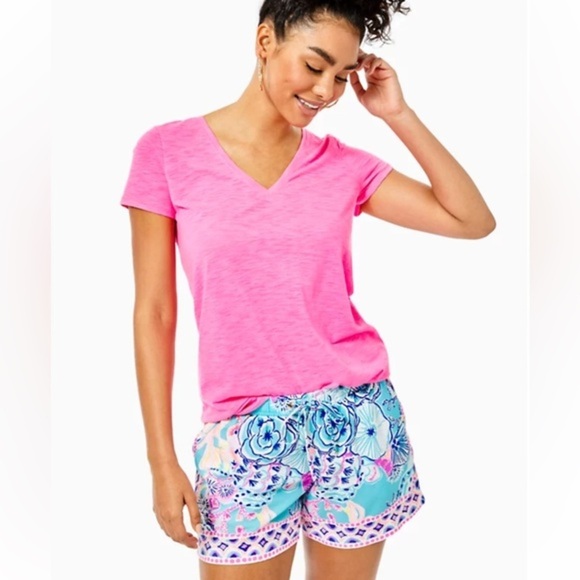 NWOT Lilly Pulitzer Katia Mid Rise 5” Shorts Once Upon A Time Bali Blue Medium - Picture 2 of 11